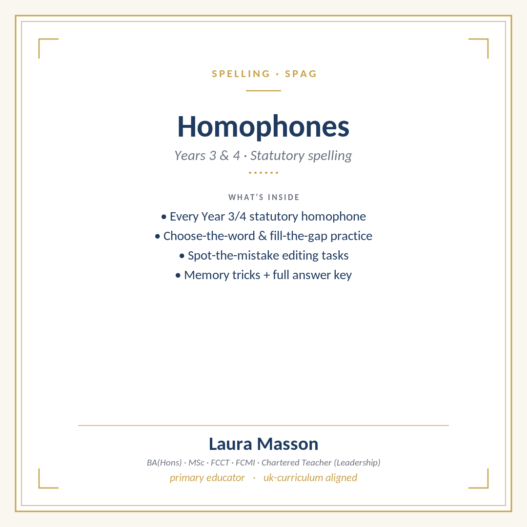 Year 3 and 4 Homophones Pack