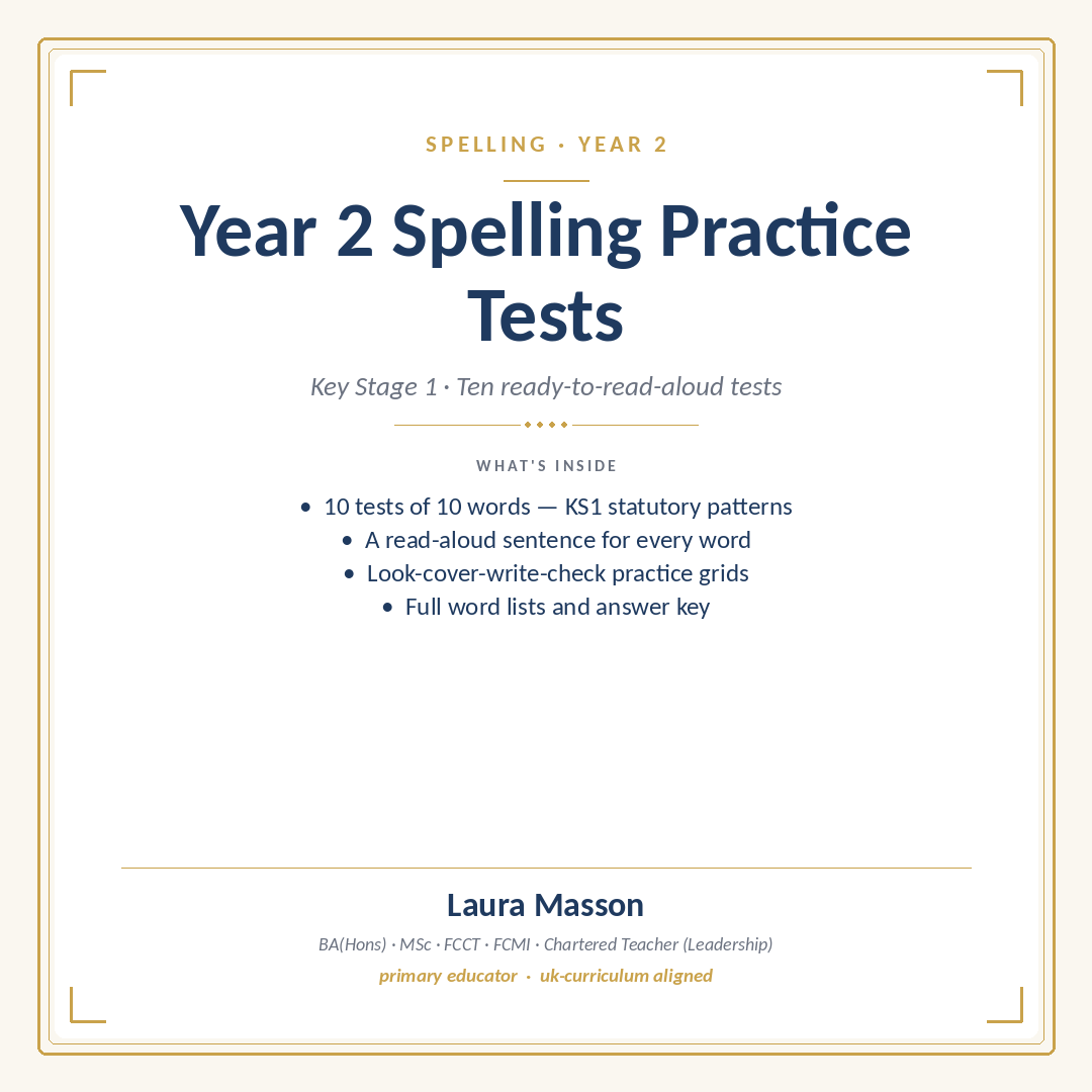 Year 2 Spelling Practice Tests