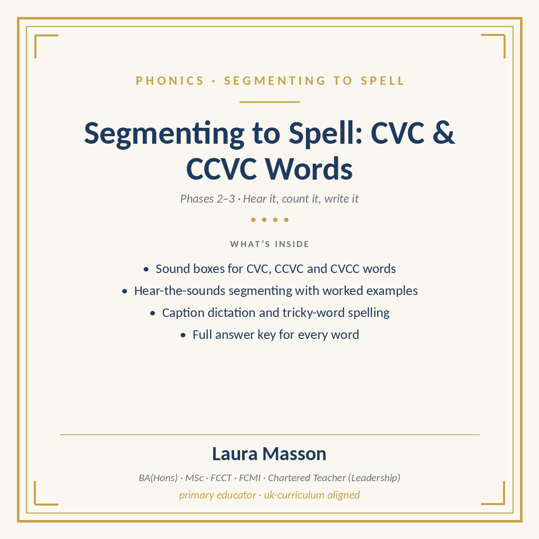 Segmenting to Spell CVC and CCVC Word Building Pack