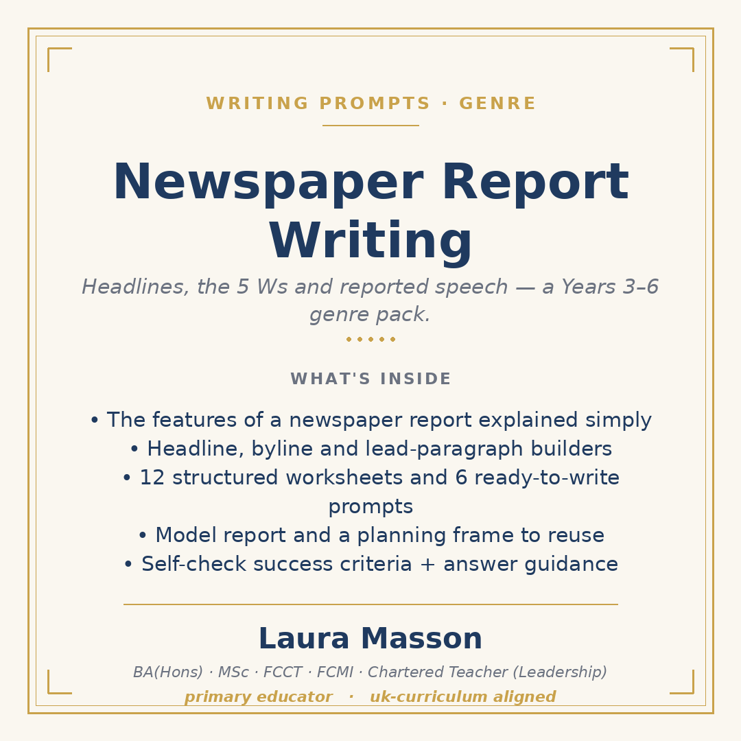 Newspaper Report Writing Pack