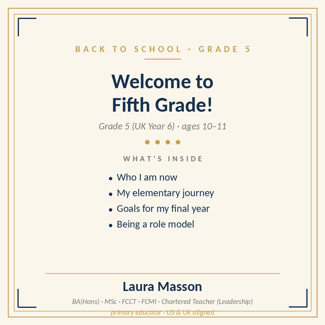 Back to School: First Week — Fifth Grade Pack