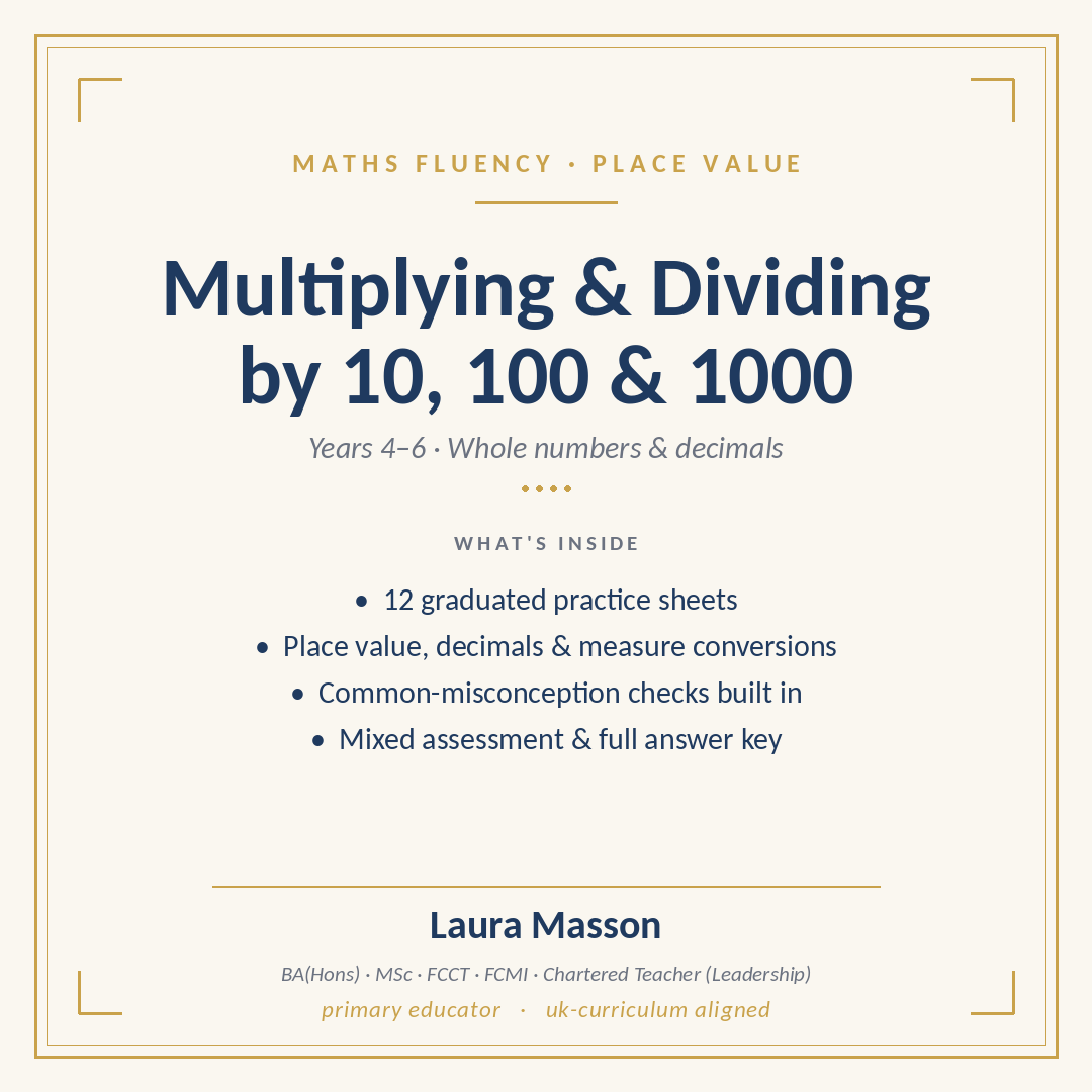 Multiplying and Dividing by 10, 100 and 1000 Pack