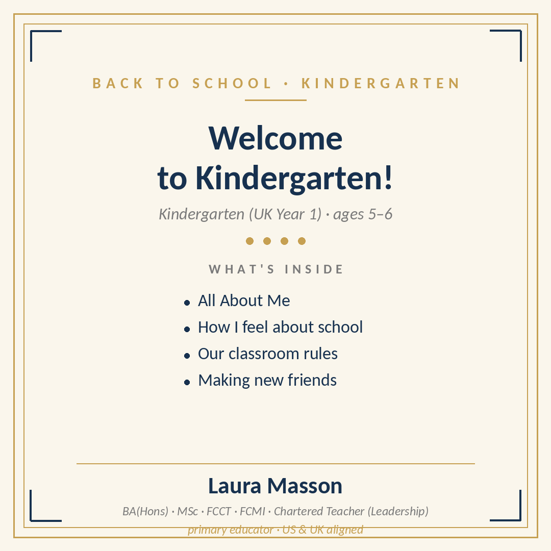 Back to School: First Week — Kindergarten Pack