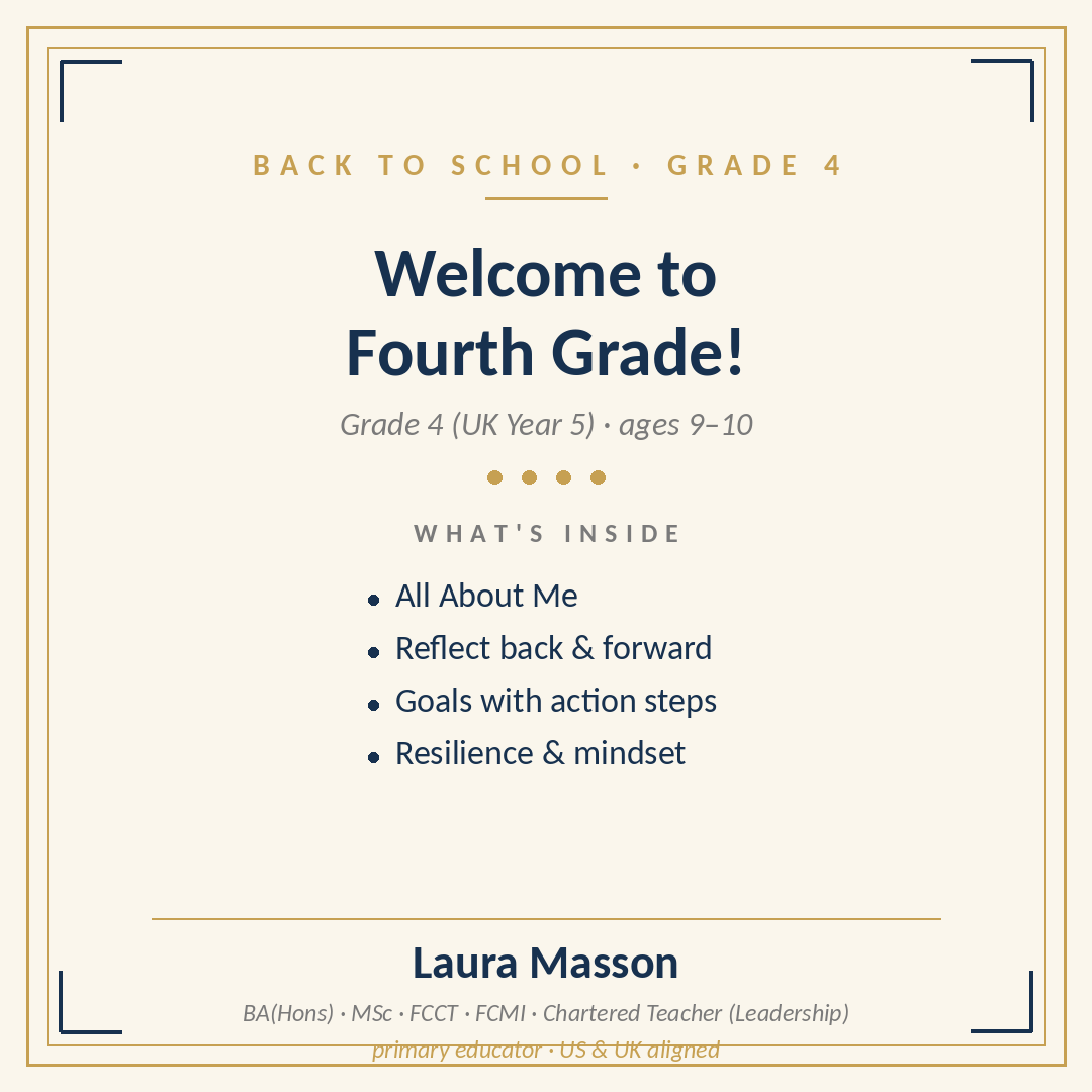 Back to School: First Week — Fourth Grade Pack
