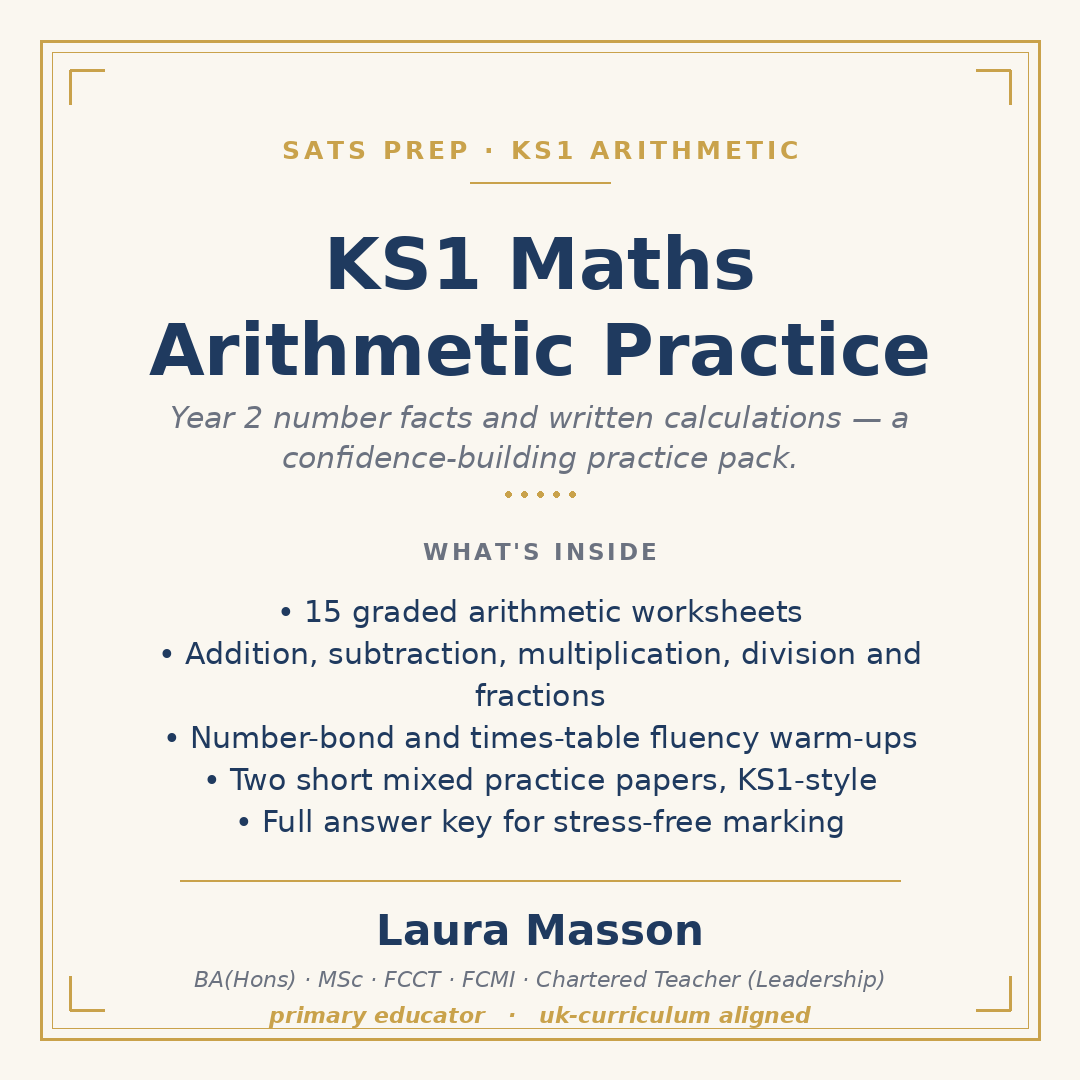 KS1 SATs Maths Arithmetic Practice Pack