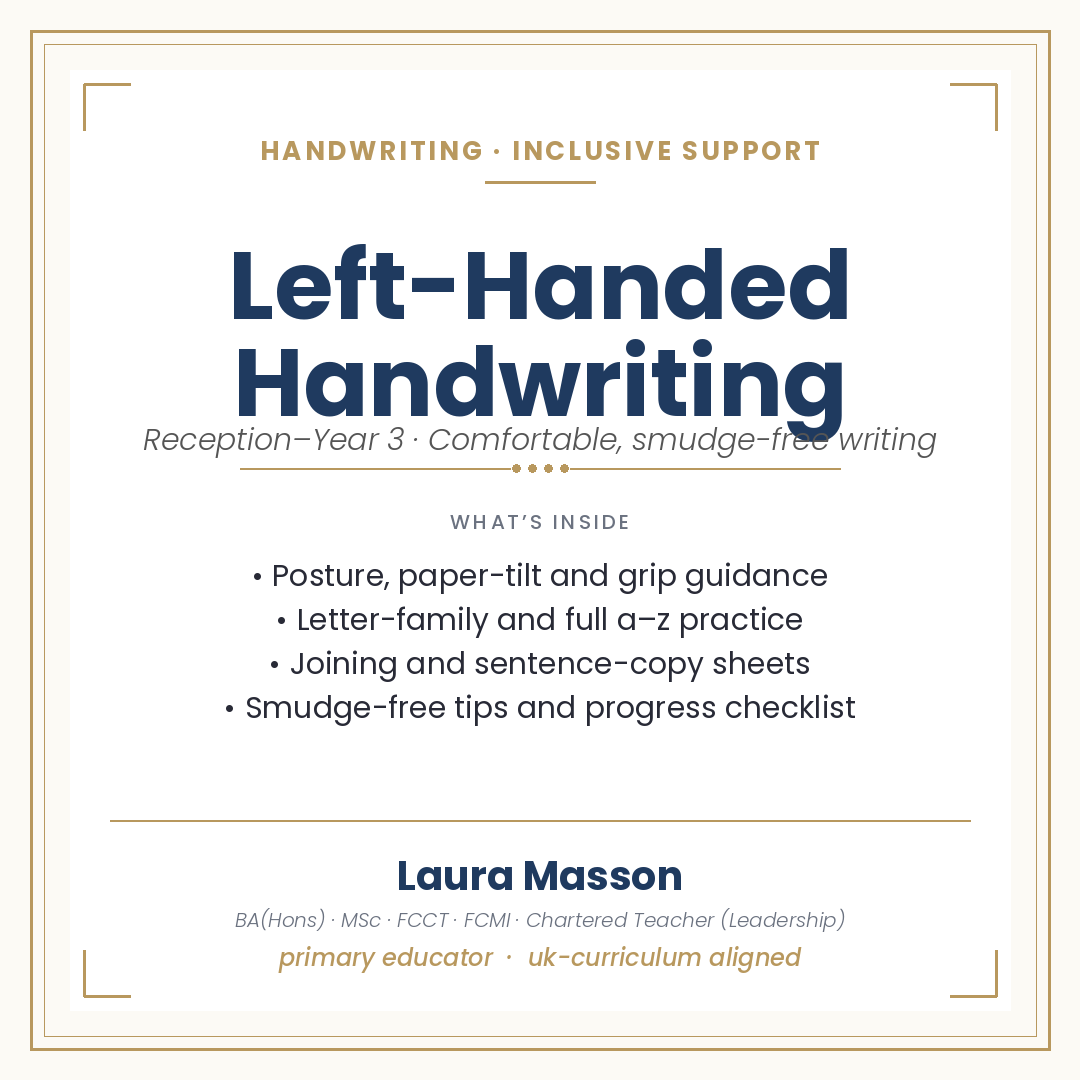 Left-Handed Handwriting Support Pack