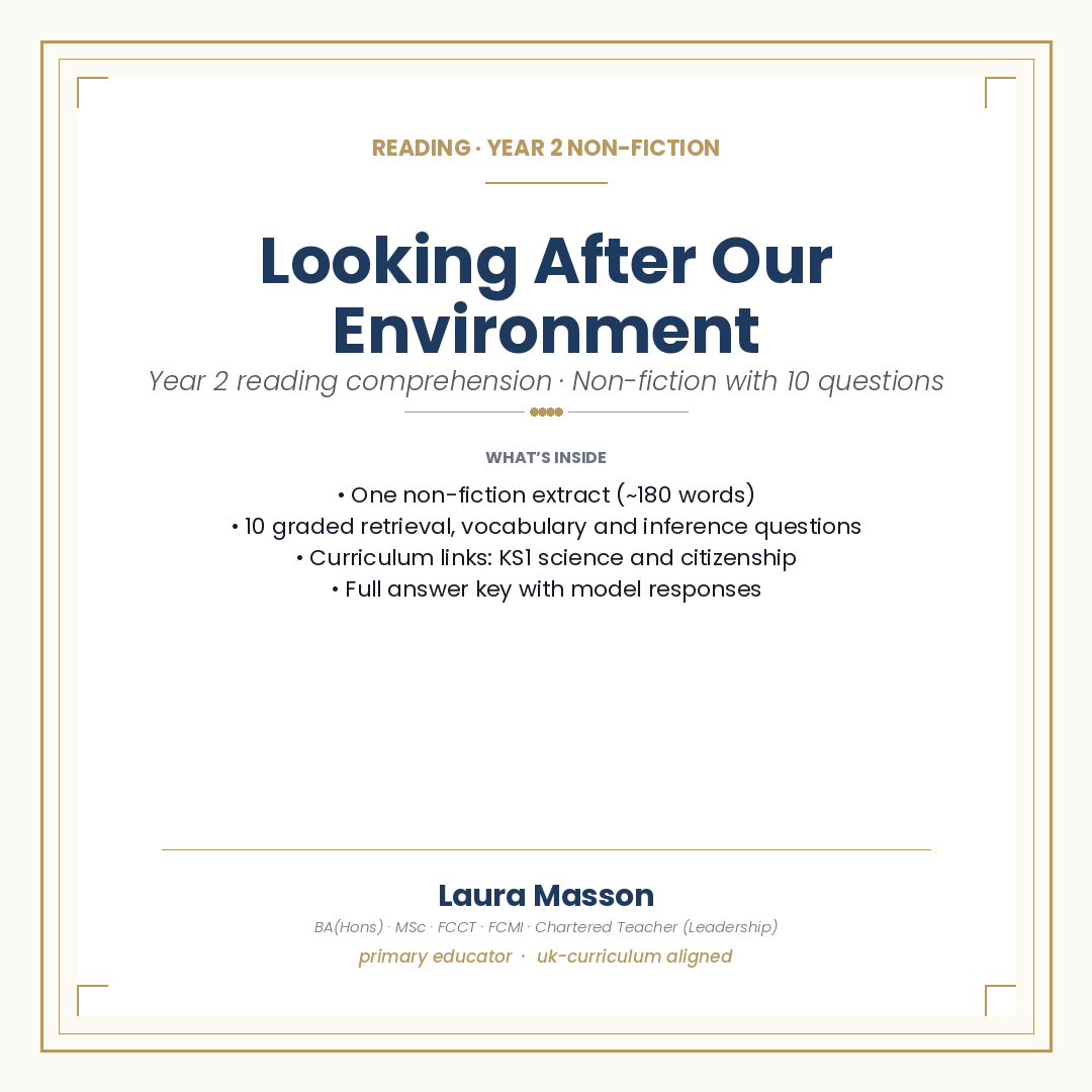 Year 2 Comprehension — Looking After Our Environment