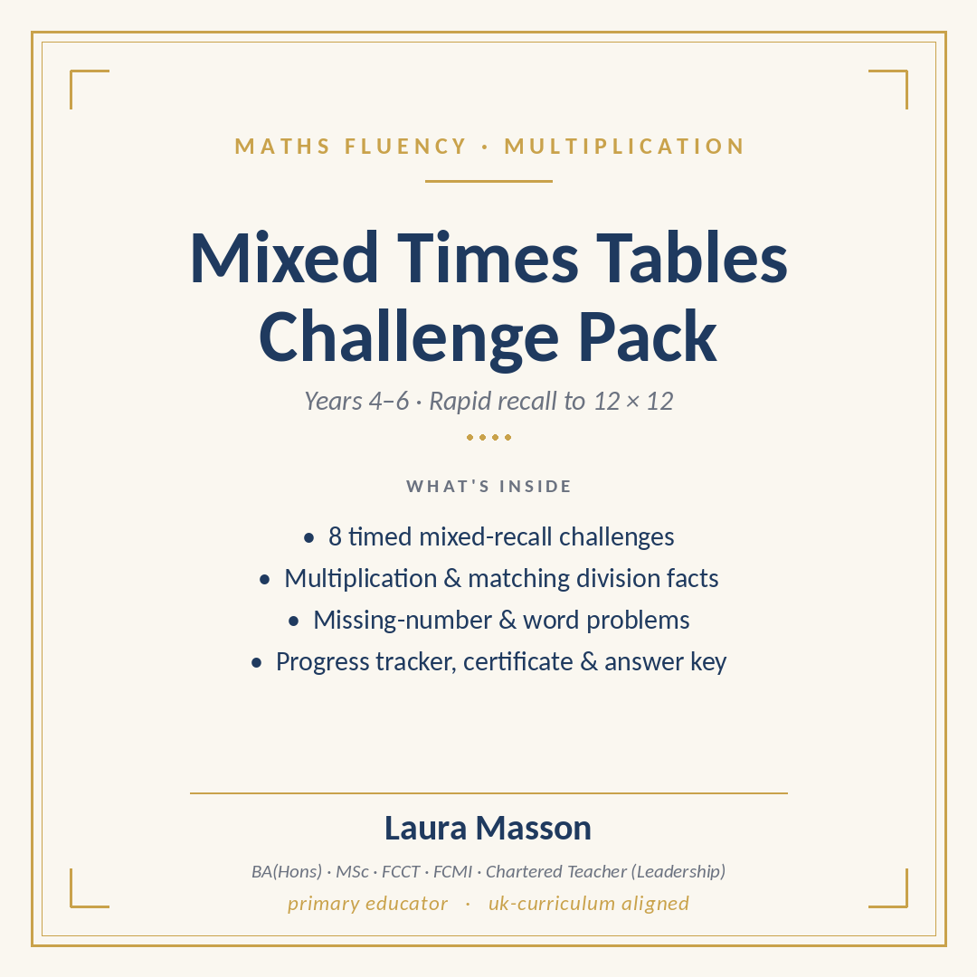 Mixed Times Tables Challenge Pack