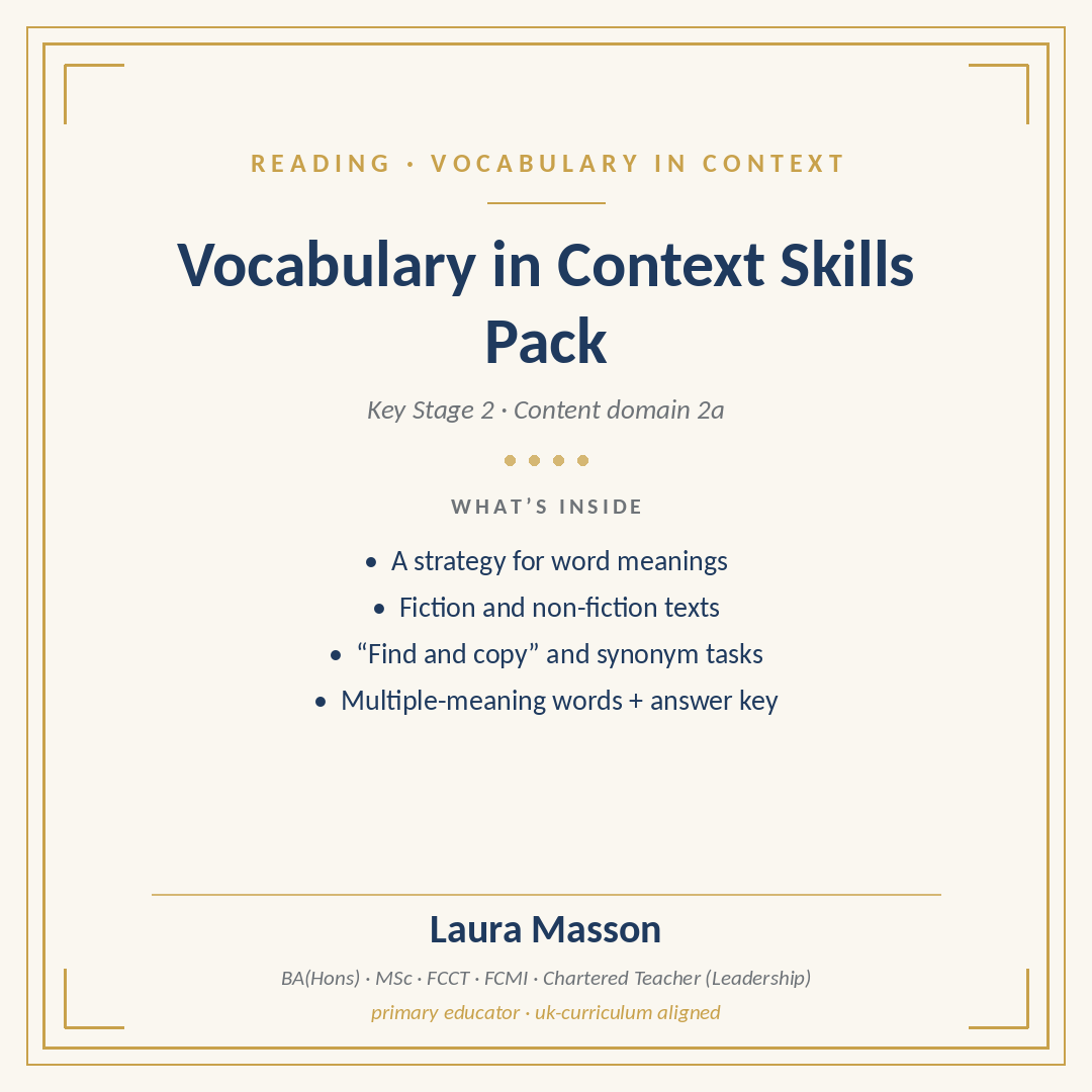 Vocabulary in Context Skills Pack — KS2