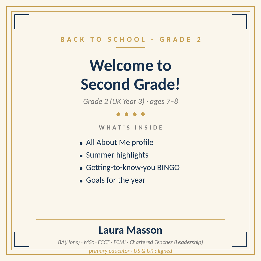 Back to School: First Week — Second Grade Pack