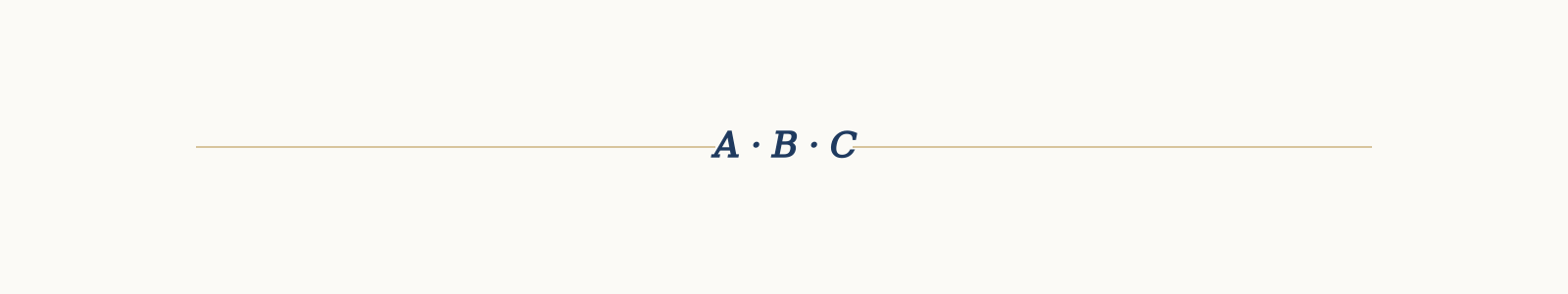 Decorative text with the letters 'A · B · C' centered on a light background.