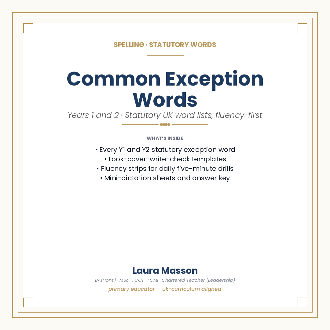 Common Exception Words Y2