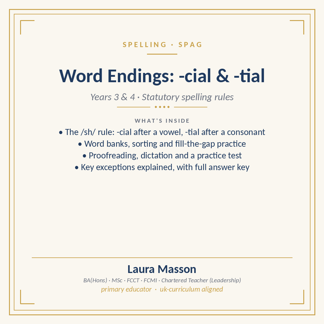 Word Endings: cial and tial Pack