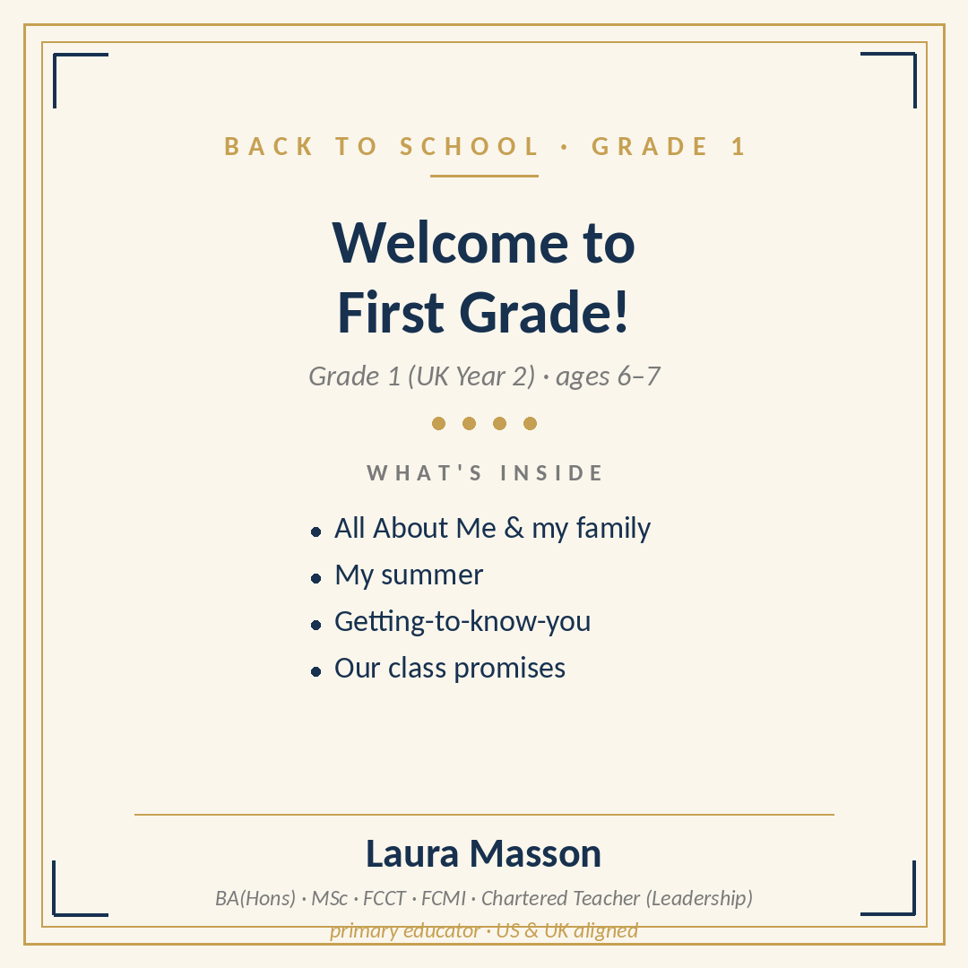 Back to School: First Week — First Grade Pack