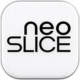 Logo avec le texte "neo SLICE" en noir sur fond blanc