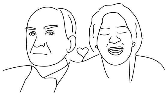 Line drawings of Roman’s mum and dad