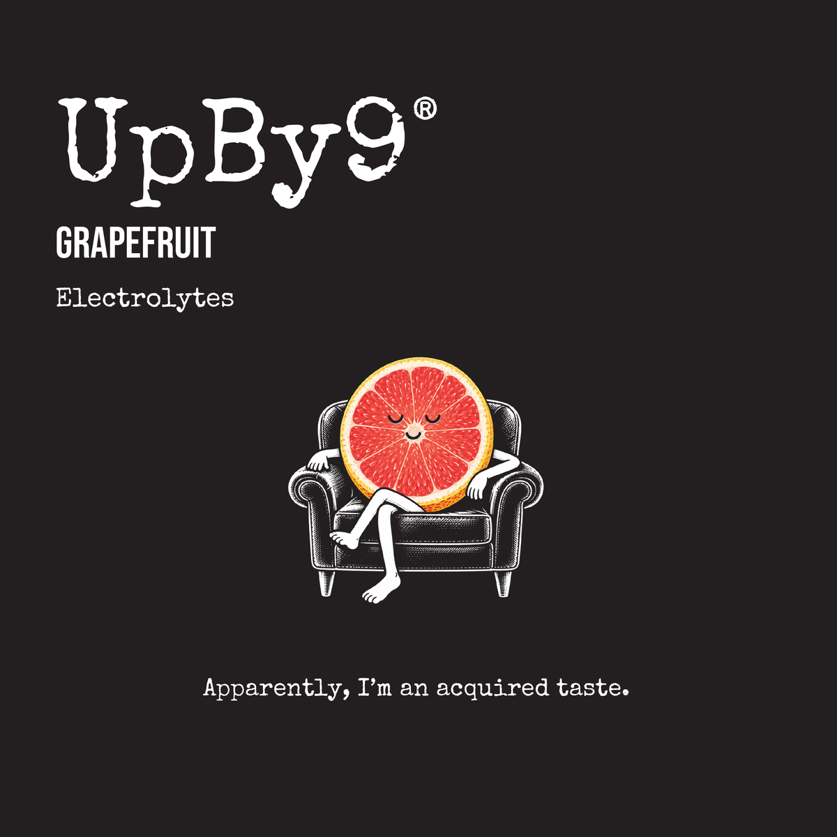 UpBy9 Grapefruit carton: a grapefruit relaxing in an armchair. Apparently, I’m an acquired taste.