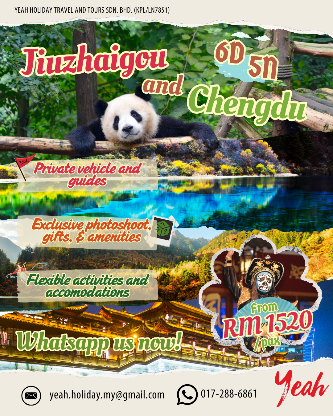 Jiuzhaigou & Chengdu 6D5N