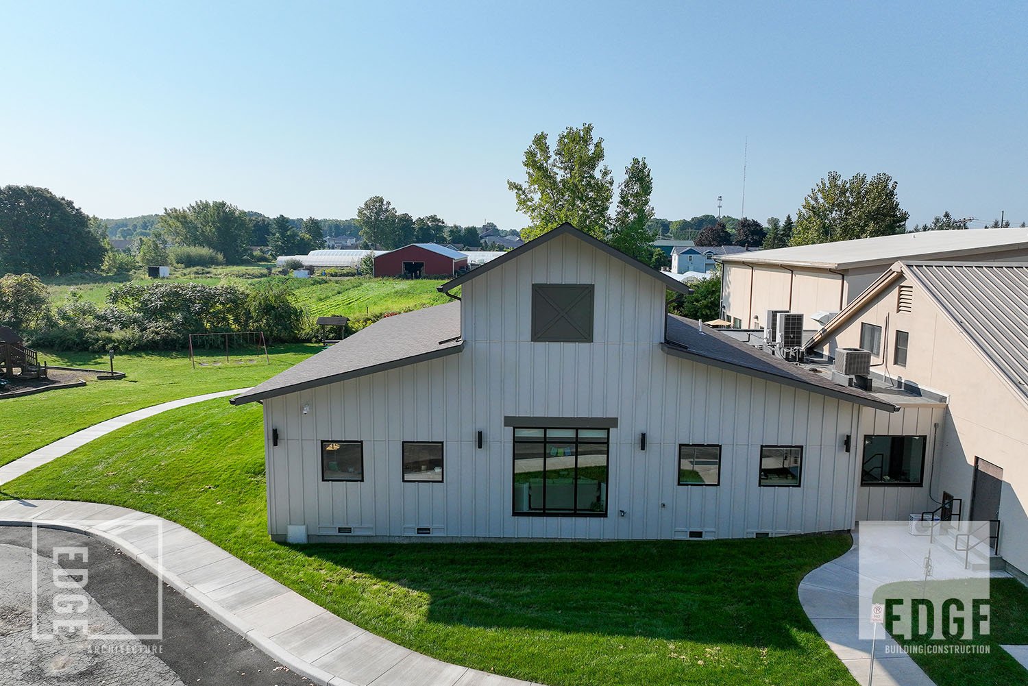 Classroom addition facing the parking lot