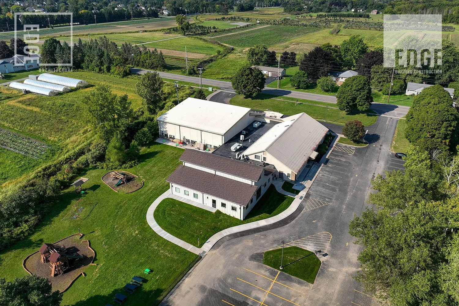 Aerial view of the Webster Montessori campus