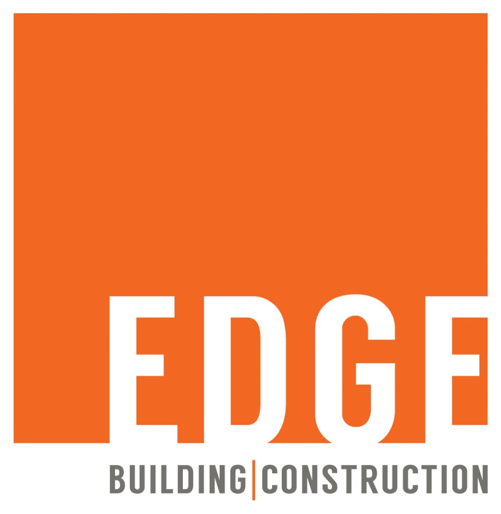 Logo for Edge Building & Construction with an orange square and white and gray text.