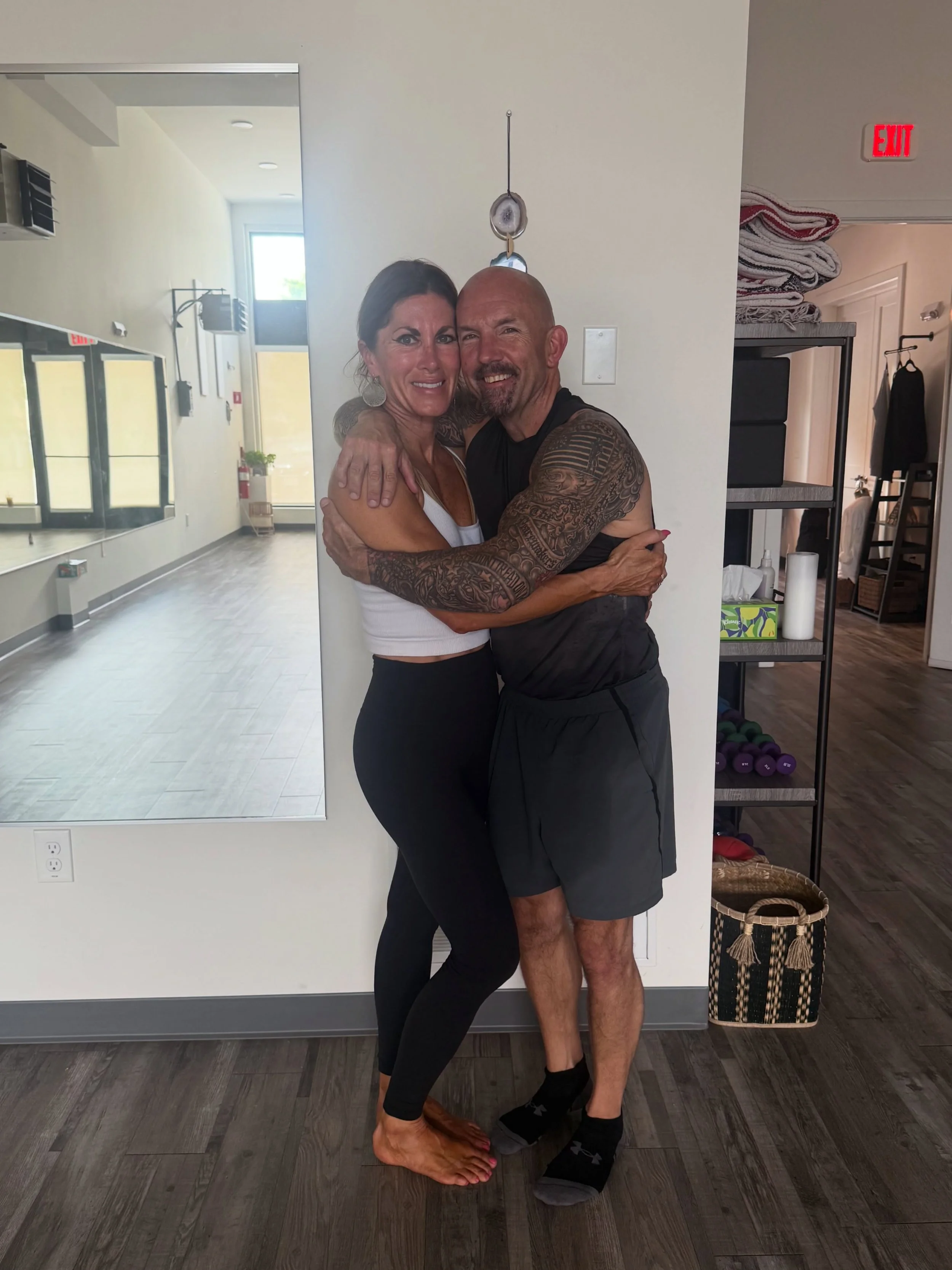 You may recognize our wonderful yoga teacher Allison Ferreira alongside longtime yogi Tim Costello! This beautiful couple took their final Hot Yoga class together at Whitman Wellness Center today before they move out of state and start an exciting ne