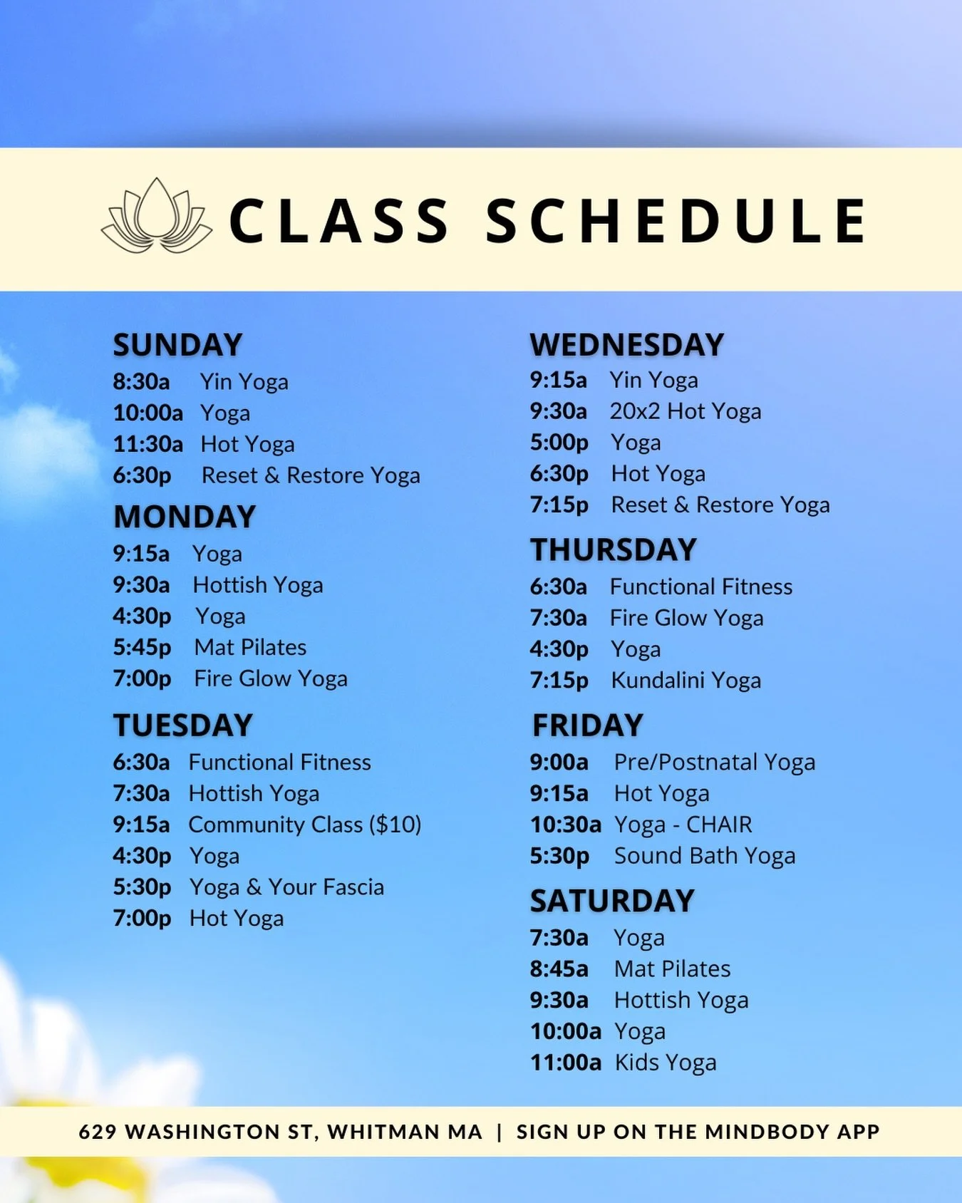 Finishing up one last Restore class with Michelle tonight and we are closed tomorrow (Monday 5/25) in observance of Memorial Day.

New to us? Try two weeks for $40!
A familiar Yogi? We have drop ins, 10 class passes and unlimited monthly passes + mor