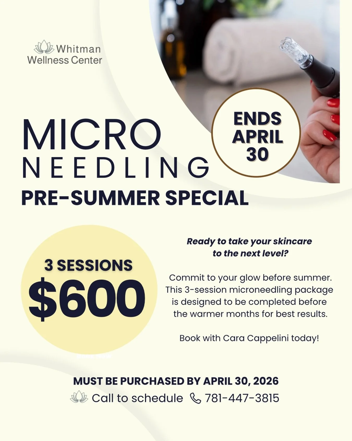 Ready to take your skin care to the next level? We have just the thing for you! Experience micro needling at Whitman Wellness Center. 

Give us a call today 781-447-3815