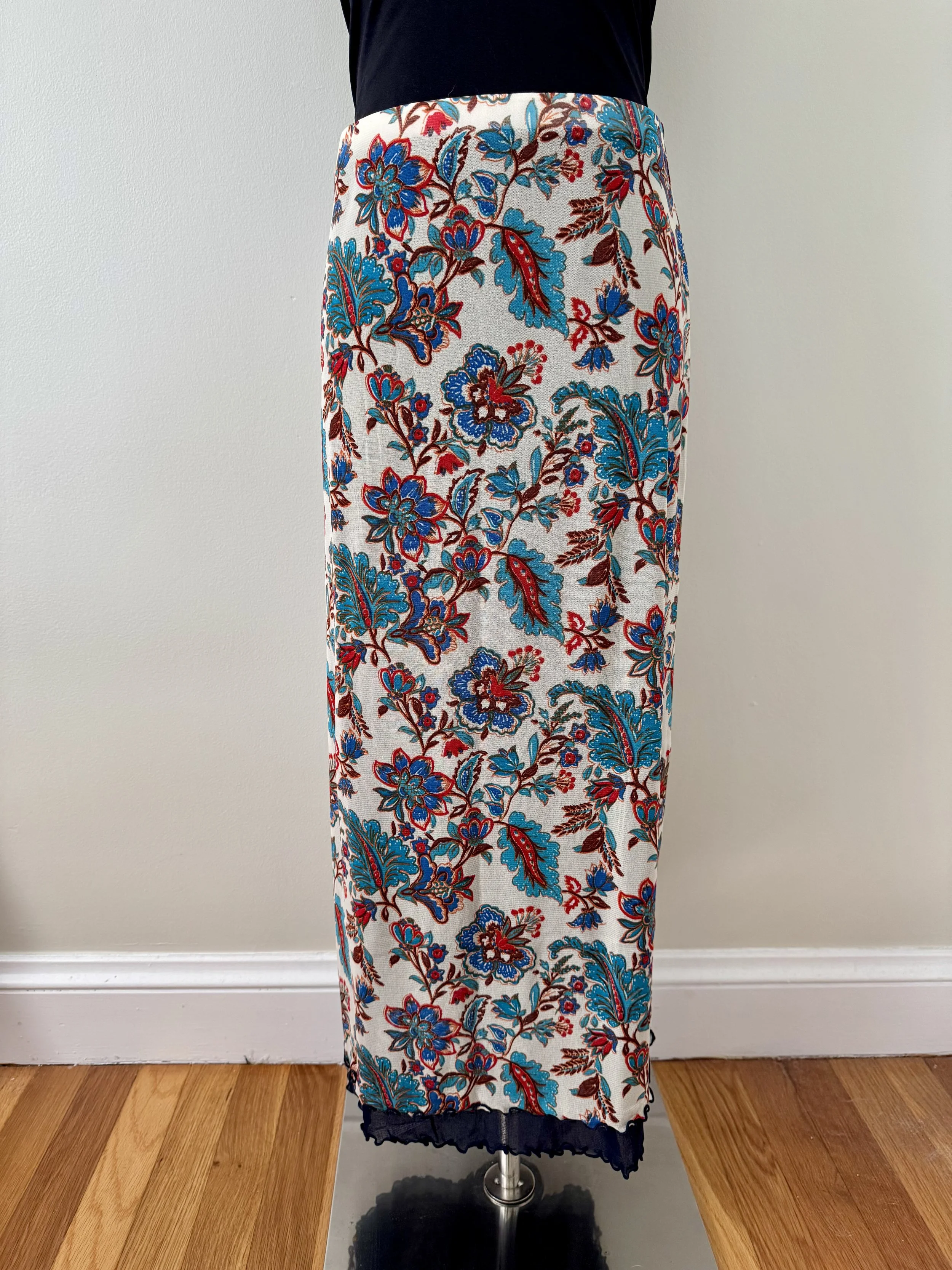 Banana Republic Floral Mesh Midi Skirt - Size Medium
