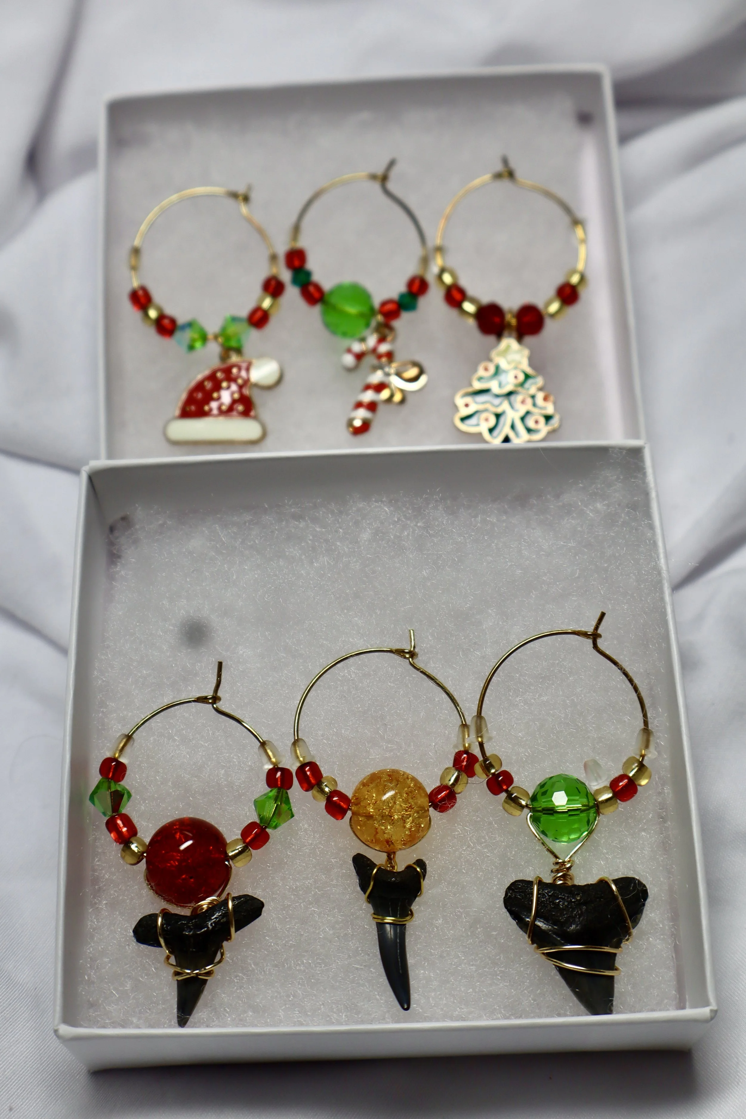 Holiday Shark Tooth Wine Glass Charms #15