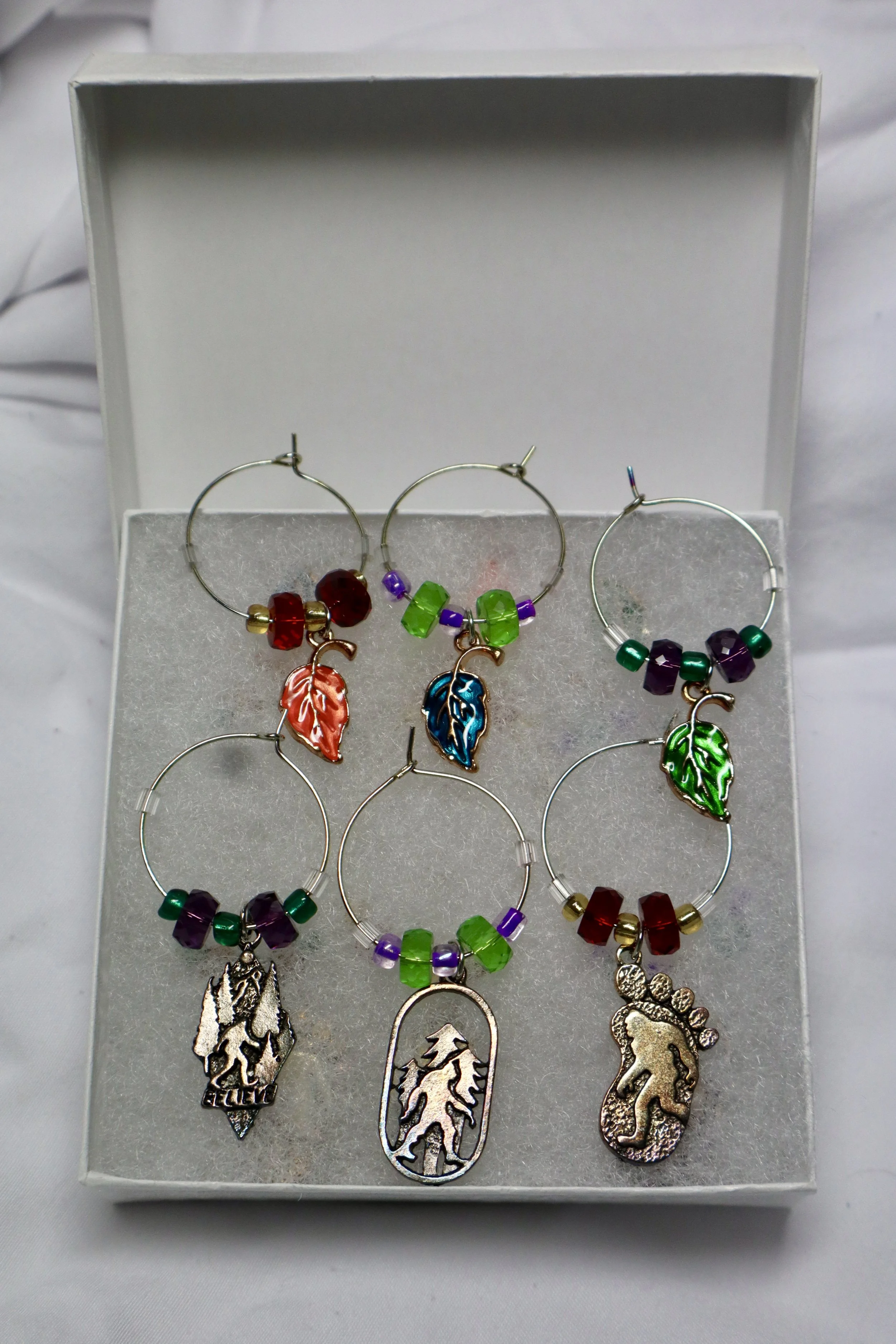 Handmade Beaded Wine Glass Charms-Bigfoot Collection #1