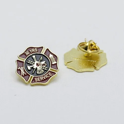Firefighter 2nd Alarm Years of Service Pins - RED