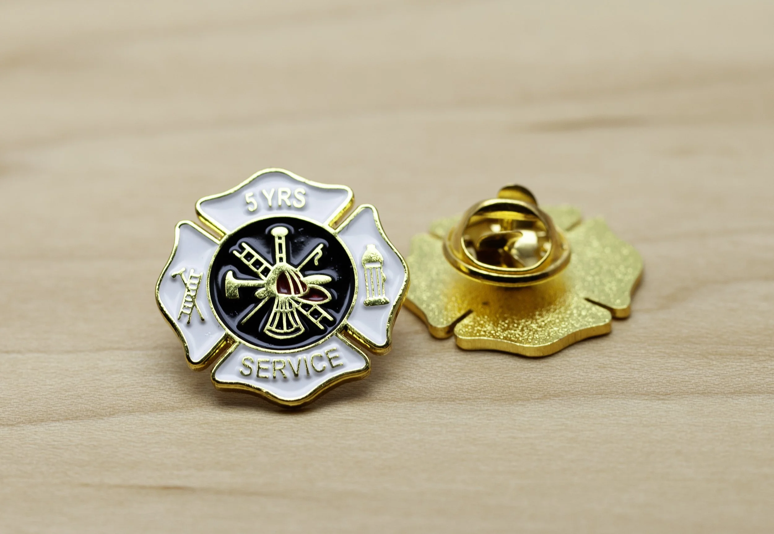 Firefighter 2nd Alarm Years of Service Pins - White