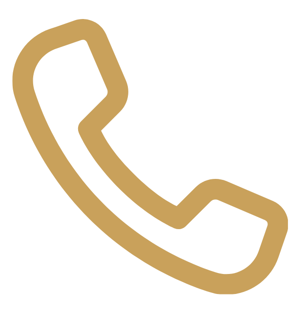 Gold phone receiver icon on black background