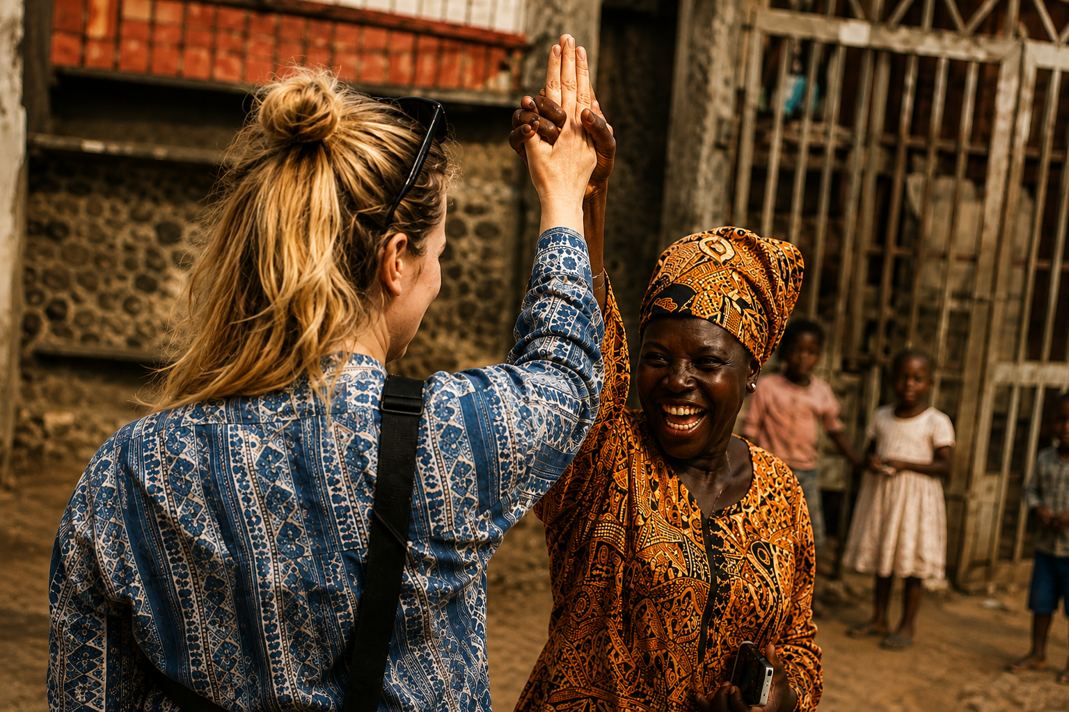 Møde mellem en dansk gæst og lokal kvinde i Sierra Leone.
