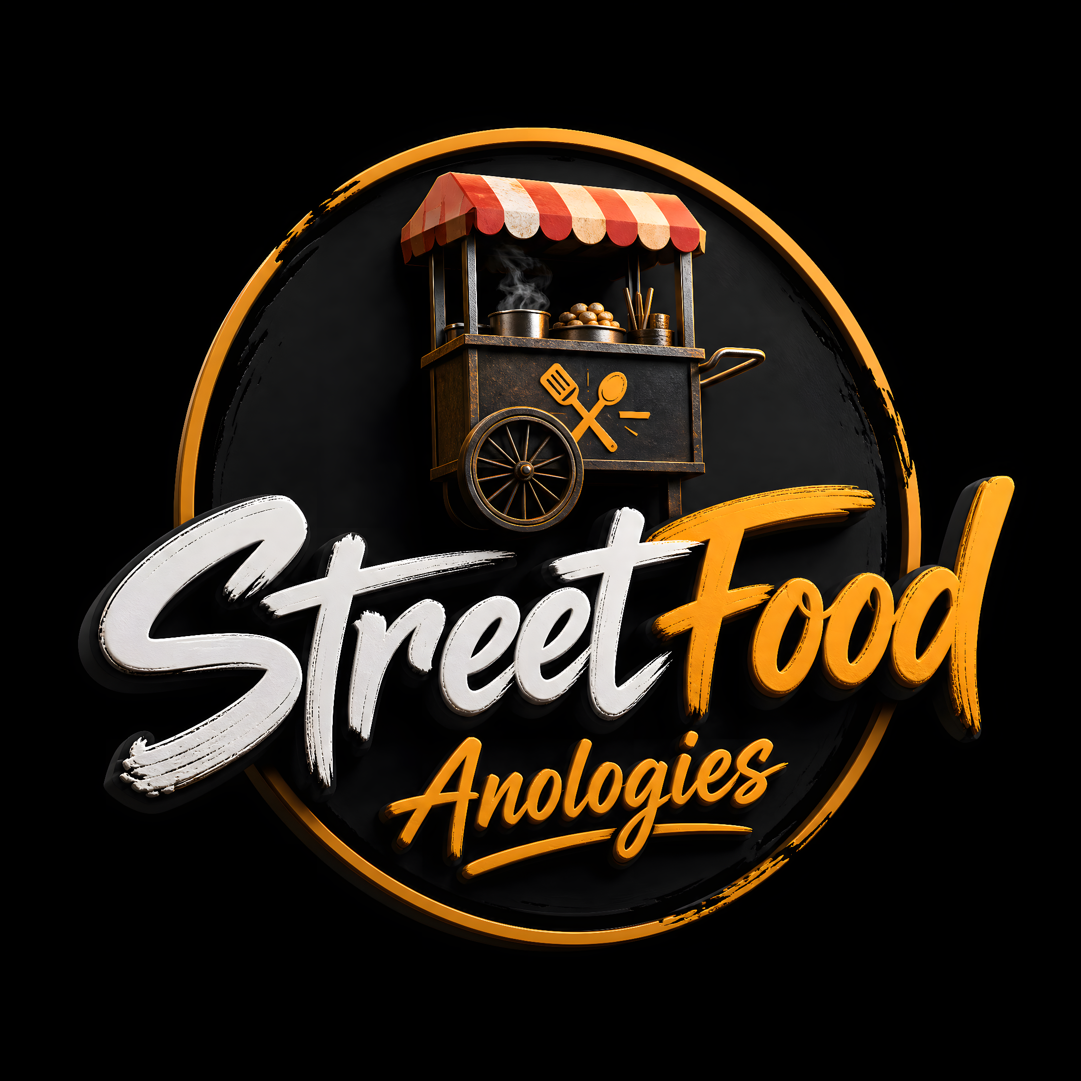 Neon-style sign reading 'Sweet Food' with a small food cart illustration on a black background.