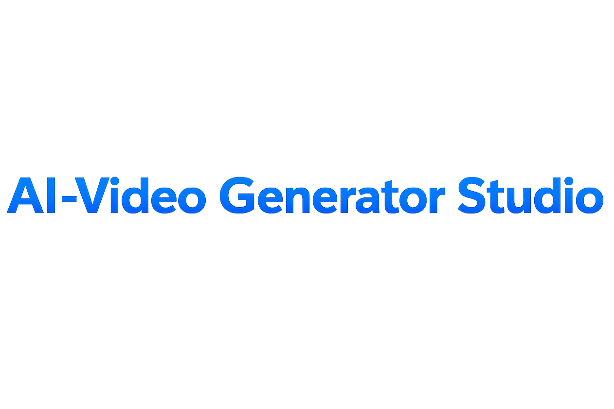 Logo for the AI-Video Generator Studio, featuring stylized text in blue and black.