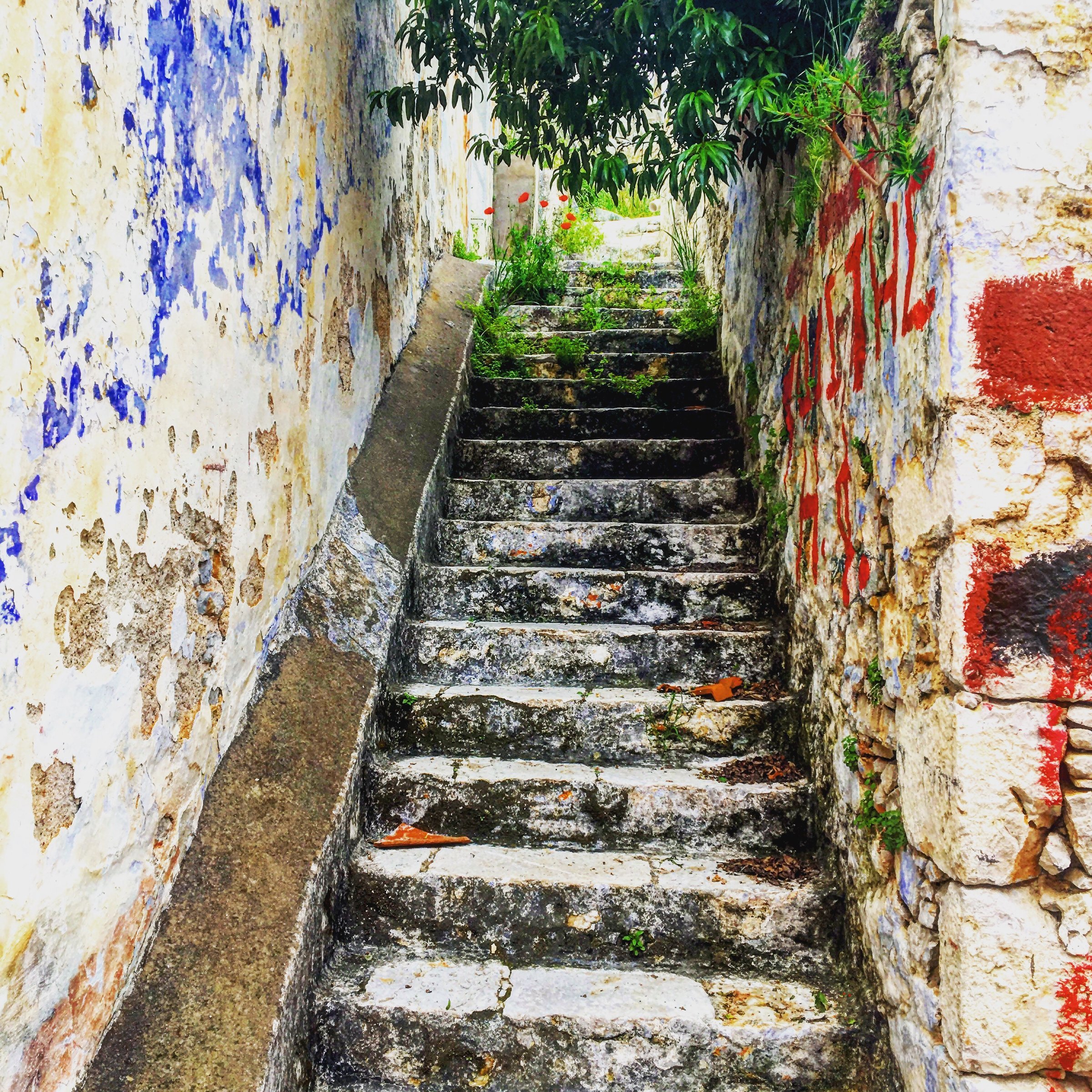 Steps that held the footsteps of the past, now steeped in oblivion.