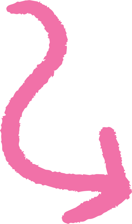 A pink, curved arrow.