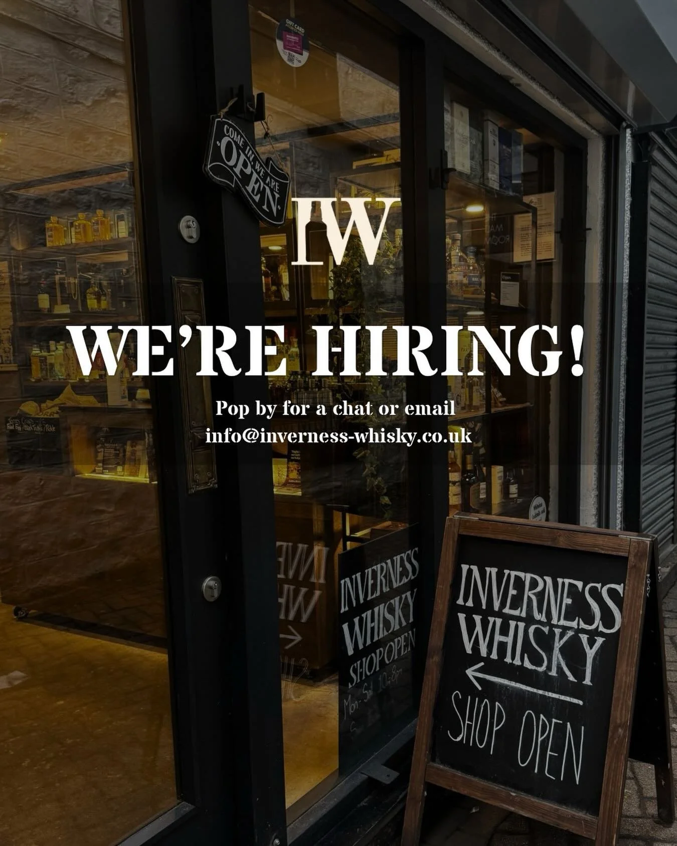 Calling all whisky enthusiasts📣 Inverness Whisky is hiring! 

Are you someone who loves whisky? Have experience in retail or hospitality? Want to work for an independent business in Inverness? We want to hear from you! 

Pop by for a chat or drop us