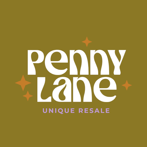 The words Penny Lane, Unique Resale in black with visual sparkles