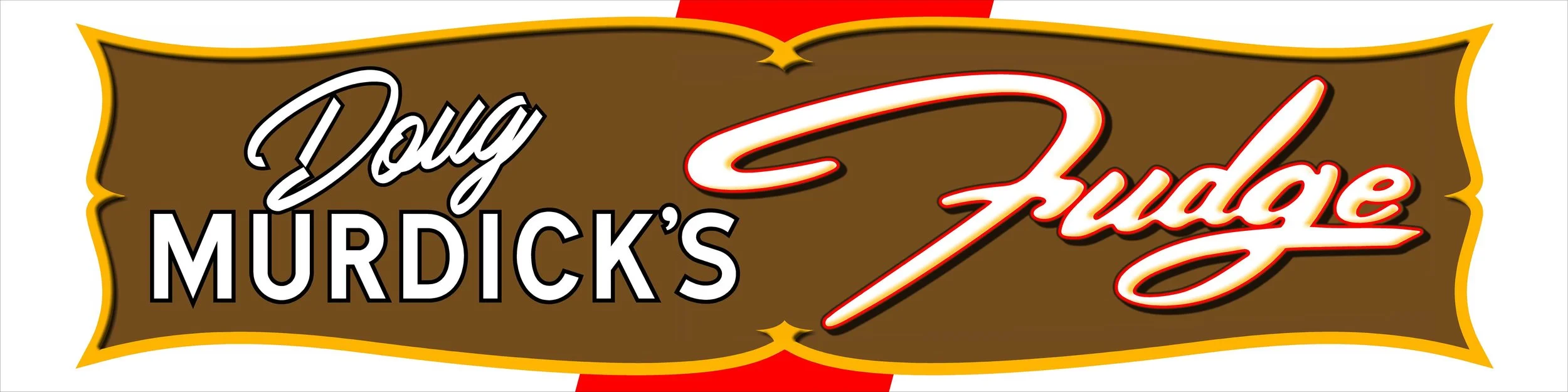 The Doug Murdick's Logo that looks like a billboard with their name on it and some red color in the background