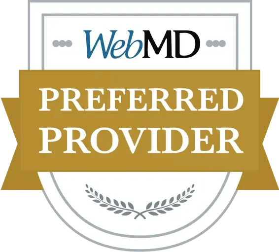 WebMD Preferred Provider badge with a gold ribbon and laurel design.