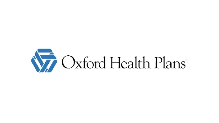 Oxford Health Plans logo with a blue geometric emblem and black text