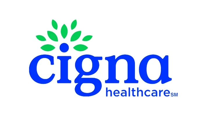 Cigna Healthcare logo with blue text and green and blue graphic above the name.