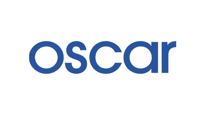 The word "Oscar" written in lowercase blue letters on a white background.