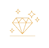 A golden diamond surrounded by sparkling star-like shapes.