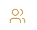 Simple icon of two human figures, one behind the other, in beige on a black background.