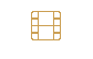 Icon of a SIM card in gold outline against a black background.