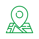 Map icon with a location pin over a stylized map